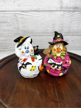 Vintage Ghost and Witch Halloween Figures Set of 2 Holiday Traditions Cottage